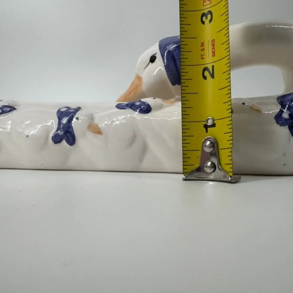 Vintage Goose Cracker Dish Ceramic Country Kitchen Blue Bonnet Goose Goslings